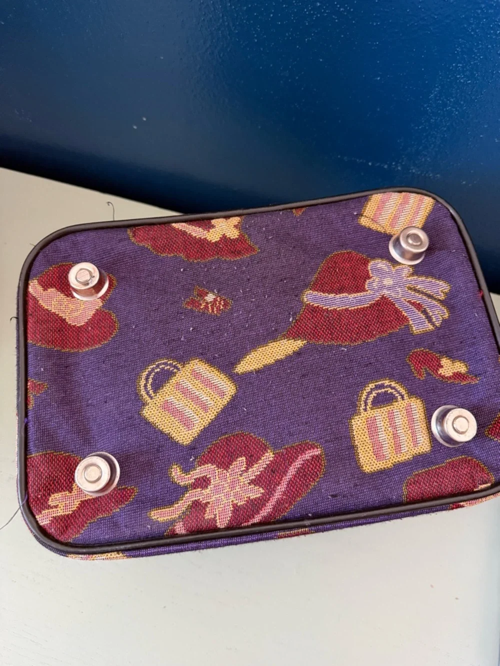 Vintage Pioneer Express Tapestry Train Vanity Makeup Case Hats Shoes Fashion